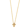 Floating Micropave Mini Cross Necklace in 14K Yellow Gold thumb 1