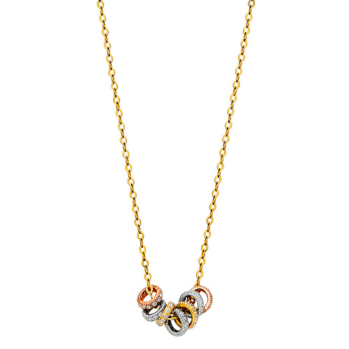 CZ Stackable Mini Eternity Circle Necklace in 14K TriGold Slide 1