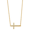 Floating Sideways Cross Necklace with Micropave CZs in 14K Yellow Gold thumb 1