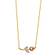 Red Rose CZ Floating Pendant Necklace in 14K Tricolor Gold thumb 1