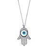 Hamsa Evil Eye Necklace with Micropave CZs in 14K White Gold thumb 1