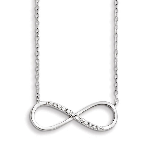 Sterling Silver CZ Infinity Necklace Slide 0