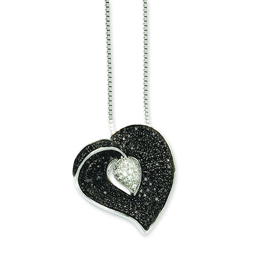 Elliot Skye Black & White CZ Floating Heart Necklace Slide 0