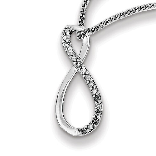 Sterling Silver Rhodium Plated Diamond Infinity Necklace Slide 0