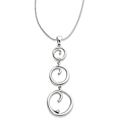 White Ice Diamond Accent Three Circle Sterling Silver Necklace Slide 0