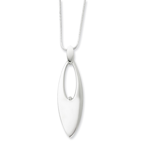 White Ice Long Oval Accent Diamond Sterling Silver Necklace Slide 0