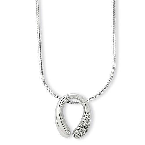 White Ice Sterling Silver 0.08 TCW Diamond Horseshoe Charm Necklace Slide 0