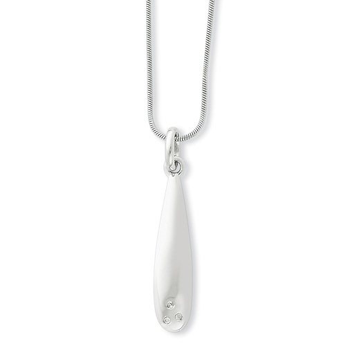White Ice .925 Sterling Silver 0.03 TCW Petal Diamond Charm Necklace Slide 0