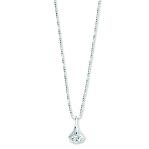White Ice .925 Sterling Silver 0.10 TCW Drop Diamond Charm Necklace Slide 0