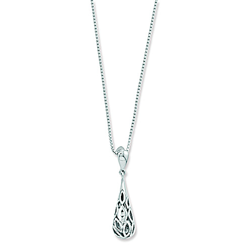 White Ice Fancy Teardrop Diamond & Sterling Silver Charm Necklace Slide 0