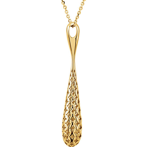 14K Yellow Gold Cut-Out Teardrop Necklace - Women Slide 1