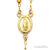 4mm Mirrorball Bead Our Lady of Guadalupe Rosary Necklace in 14K Tricolor Gold 26in thumb 1