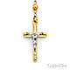 3mm Moon-Cut Bead Our Lady of Guadalupe Rosary Necklace in 14K Tricolor Gold 18in thumb 2