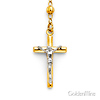 3mm Moon-Cut Bead Our Lady of Guadalupe Rosary Necklace in 14K Tricolor Gold 18in thumb 2