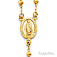 3mm Moon-Cut Bead Our Lady of Guadalupe Rosary Necklace in 14K Tricolor Gold 18in thumb 1
