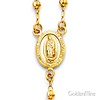 3mm Moon-Cut Bead Our Lady of Guadalupe Rosary Necklace in 14K Tricolor Gold 18in thumb 1