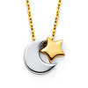 Crescent Moon and Star Charm Necklace in 14K Two-Tone Gold thumb 0