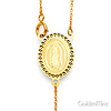 2.5mm Mirrorball Bead Our Lady of Guadalupe Rosary Necklace in 14K Tricolor Gold 20in thumb 1