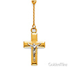 2.5mm Moon-Cut Bead Our Lady of Guadalupe Rosary Necklace in 14K Tricolor Gold 20in thumb 2