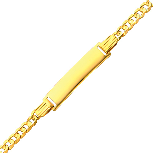 3.0mm Concave Curb 14K Yellow Gold Baby ID Bracelet Slide 0