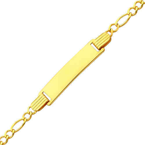 2.5mm Figaro 14K Yellow Gold Baby ID Bracelet Slide 0