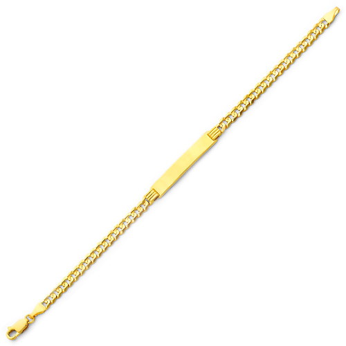 5.0mm Mens Concave Curb 14K Yellow Gold  ID  Bracelet Slide 2
