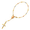 3mm Moon-Cut Bead Our Lady of Guadalupe Rosary Bracelet in 14K Tricolor Gold thumb 0