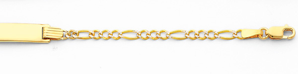 2.5mm White Pave Figaro 14K Yellow Gold Baby ID Bracelet Slide 1