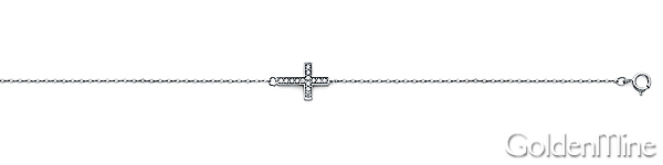 CZ-Filled Sideways Cross Charm Bracelet in 14K White Gold Slide 1