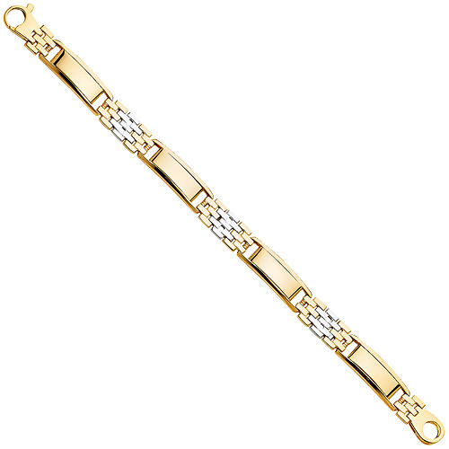Men's 10mm 14K Two-Tone Gold Fancy Mesh Rectangle Link Bracelet 8in Slide 2