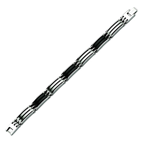 Modern Black Acrylic & Polished Stainless Steel Bracelet Slide 0