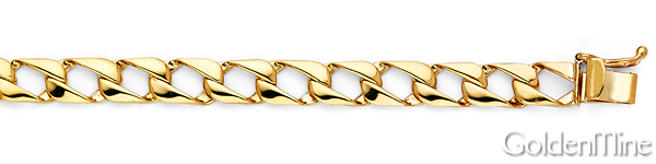 6mm Men's 14K Yellow Gold Square Curb Cuban Link Chain Bracelet 8in Slide 1