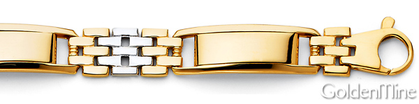 Men's 10mm 14K Two-Tone Gold Fancy Mesh Rectangle Link Bracelet 8in Slide 1