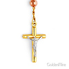 4mm Mirrorball Bead Our Lady of Guadalupe Rosary Bracelet in 14K Tricolor Gold thumb 2