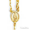4mm Moon-Cut Bead Our Lady of Guadalupe Rosary Bracelet in 14K Tricolor Gold thumb 1