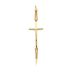 Sideways Cross Link Friendship Bracelet in 14K Yellow Gold Solid