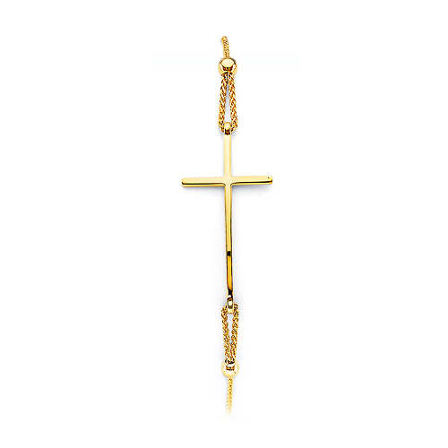 Sideways Cross Link Friendship Bracelet in 14K Yellow Gold Solid Slide 0