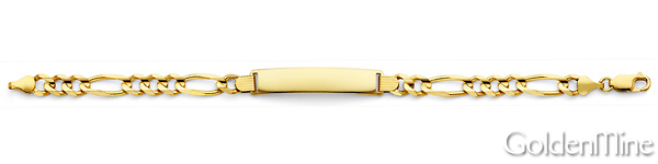 7mm 14k Yellow Gold Figaro ID Bracelet Slide 1