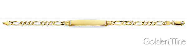 5mm 14K Yellow Gold Figaro Link Rectangle ID Bracelet Slide 1