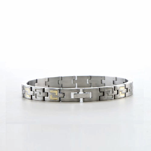 Greek Style 14K Gold Inlay Titanium Bracelet Slide 2