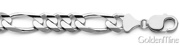 Men's 10mm 14K White Gold Solid Figaro Link Chain Necklace 24-30in Slide 1