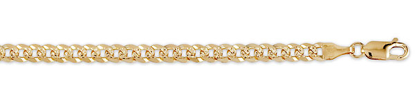 5mm 14K Yellow Gold Solid Men's Pave Concave Curb Cuban Link Chain Necklace 20-24in Slide 1
