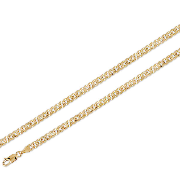 5mm 14K Yellow Gold Solid Men's Pave Concave Curb Cuban Link Chain Necklace 20-24in Slide 0