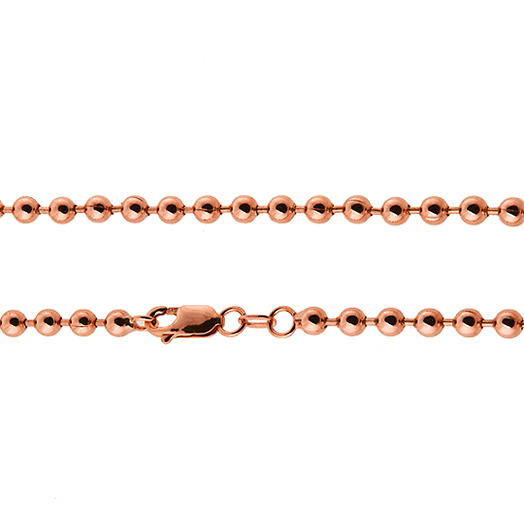 3mm Solid 14K Rose Gold Solid Ball Bead Chain Necklace 20-30in Slide 0