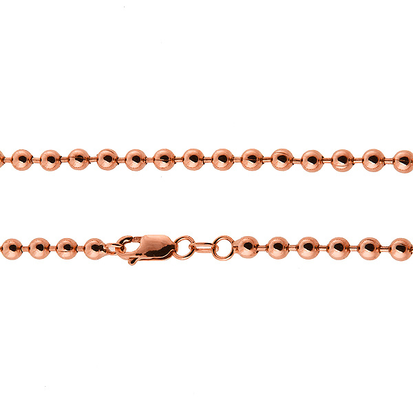 4mm Solid 14K Rose Gold Solid Men's Ball Bead Chain Necklace 20-30in Slide 0