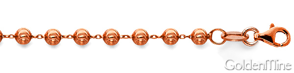 5mm Solid 14K Rose Gold Solid Men's Moon-Cut Ball Chain Necklace 20-30in Slide 1