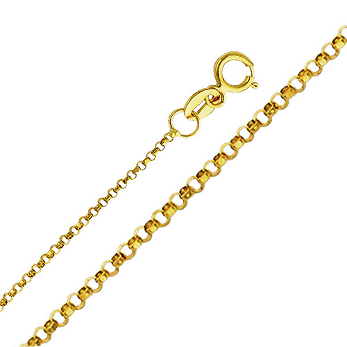 1.2mm 14K Yellow Gold Solid Rolo Cable Chain Necklace 16-22in. Slide 0