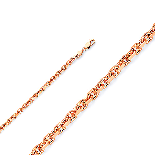 2mm 14K Rose Gold Solid Fancy Rectangle Link Cable Chain Necklace 18-30in Slide 0