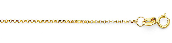 1.2mm 14K Yellow Gold Solid Rolo Cable Chain Necklace 16-22in. Slide 1