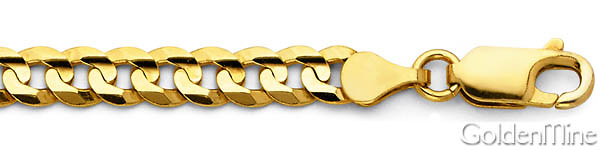 8mm 14K Yellow Gold Solid Men's Concave Curb Cuban Link Chain Necklace 22-26in Slide 1